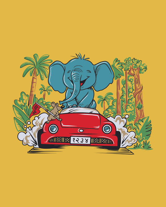 Jai Jai Car – Yellow - Kids Unisex T-shirt