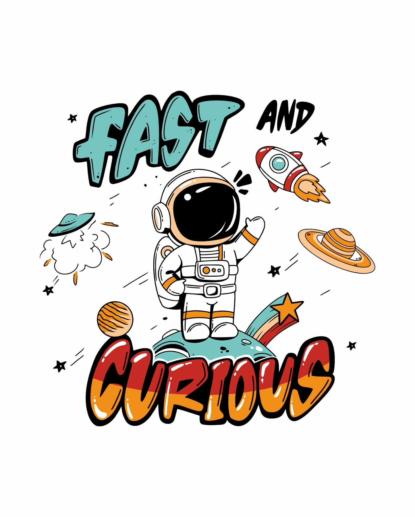 Fast And Curious - White - Unisex Kids T-shirt