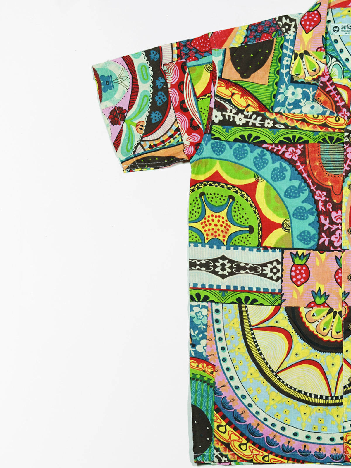 Abstract Green - Sanganeri Print - Unisex Pure Cotton Cuban Collar Shirt