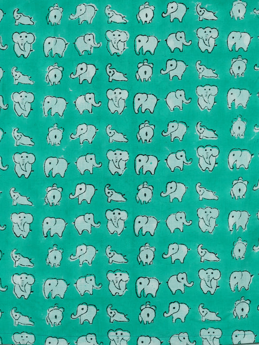Baby Elephants - Handblock Print - Women’s Pure Cotton Crop Shirt