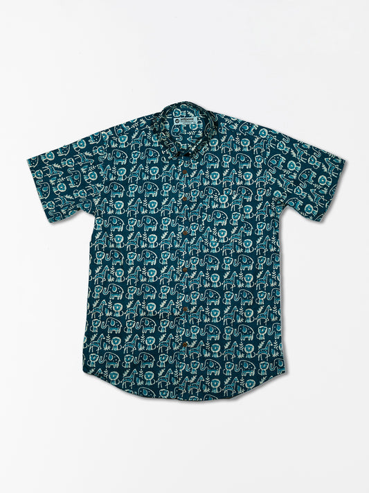 Baby Giraffes - Sanganeri Print – Men’s Pure Cotton Regular Shirt