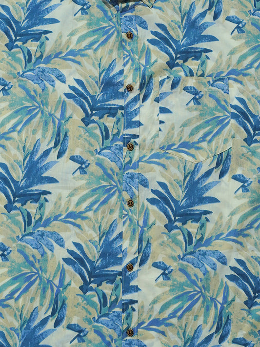 Blue Lagoon – Sanganeri Print - Men’s Pure Cotton Regular Shirt