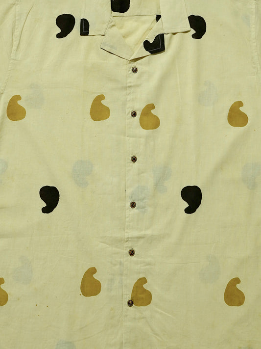 Earthy Comma – Handblock Print – Unisex Pure Cotton Cuban Collar Shirt