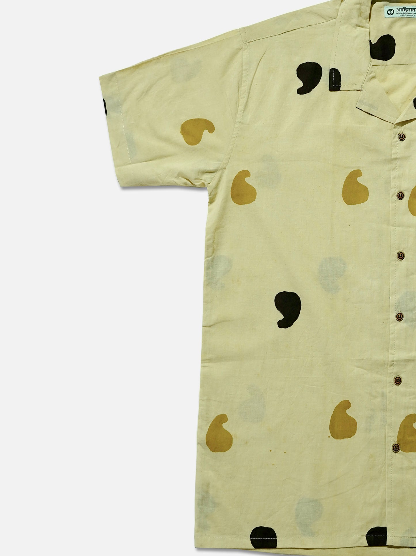 Earthy Comma – Handblock Print – Unisex Pure Cotton Cuban Collar Shirt
