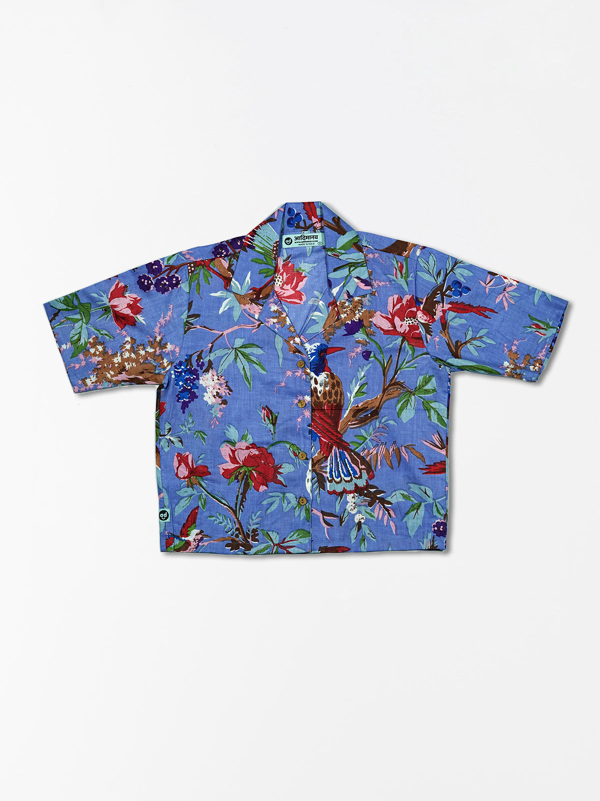 Floral Purple Sanganeri Print – Women's Pure Cotton Crop Shirt