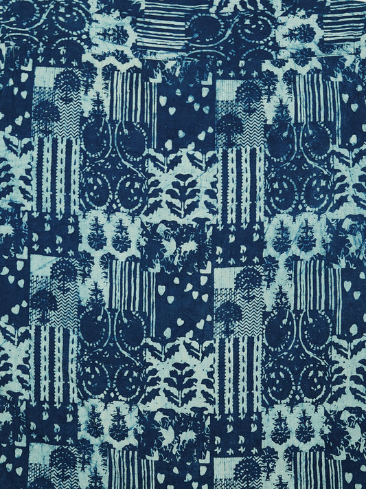 Indigo Hearts - Handblock Print - Unisex Pure Cotton Cuban Collar Shirt