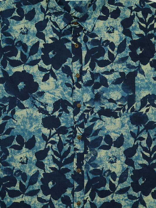 Indigo Leaves - Sanganeri Print – Men’s Pure Cotton Regular Shirt