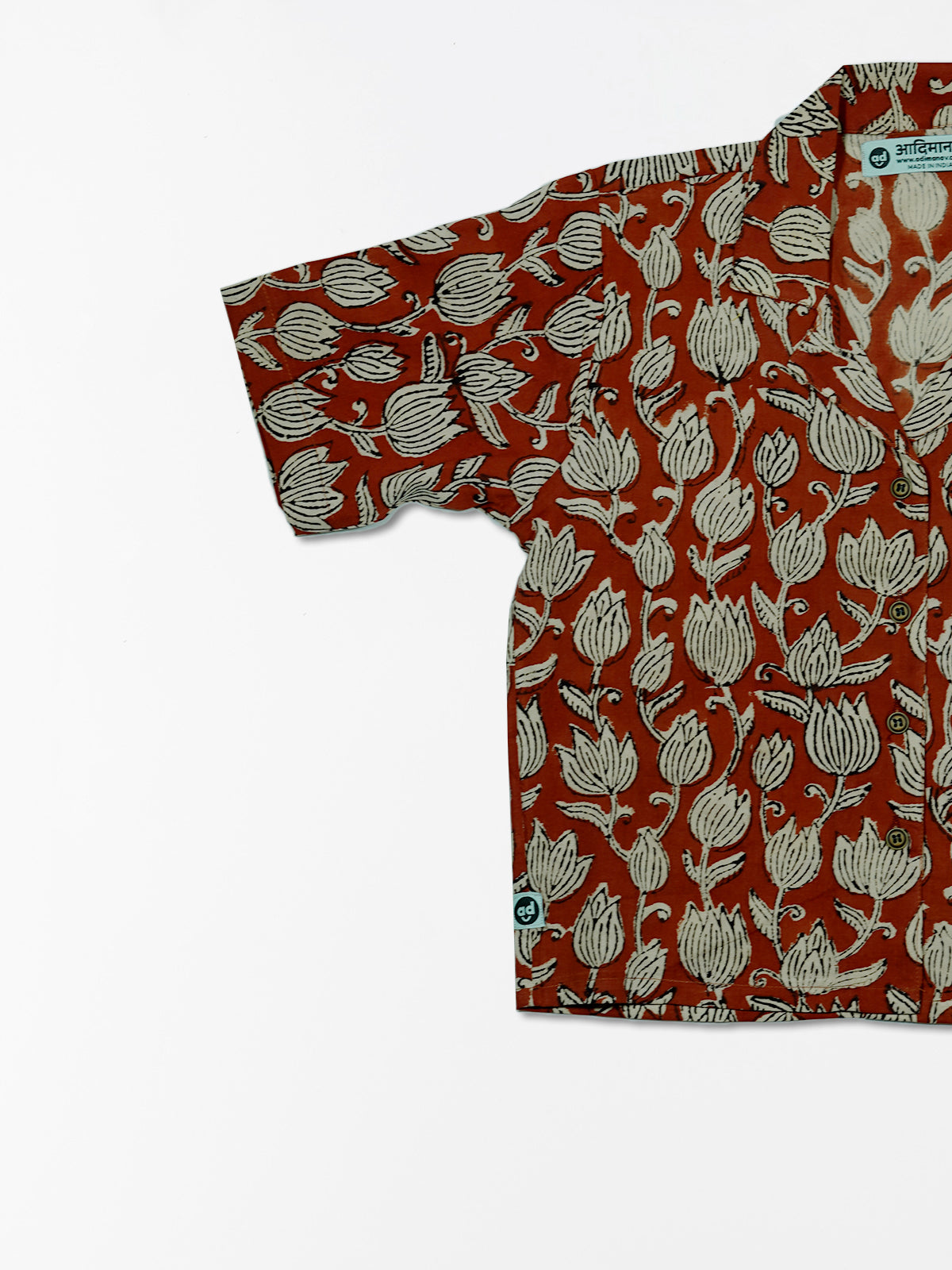 Lotus Buds - Handblock Print - Women’s Pure Cotton Crop Shirt