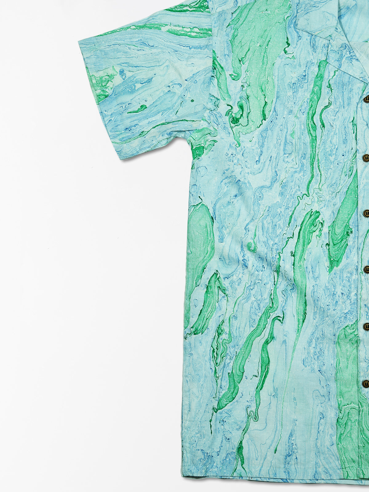Marble Sea - Handblock Print - Unisex Pure Cotton Cuban Collar Shirt