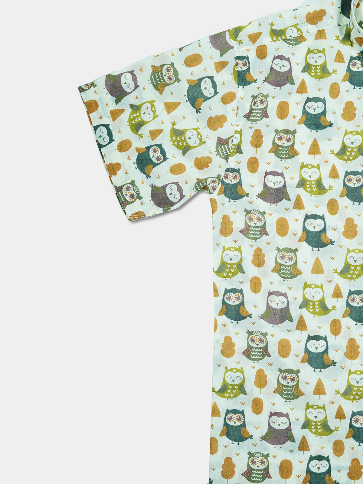 Owls Warm - Sanganeri Print – Men’s Pure Cotton Regular Shirt
