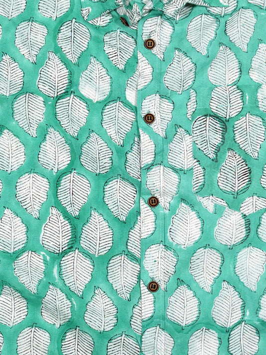 Peepal Leaves - Handblock Print – Men’s Pure Cotton Regular Shirt