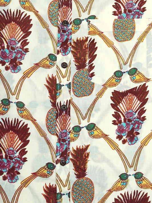 Pineapple Birds - Sanganeri Print – Men’s Pure Cotton Regular Shirt