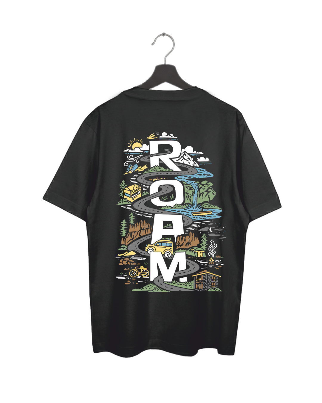 ROAM - Black - Oversized Adults T-Shirt