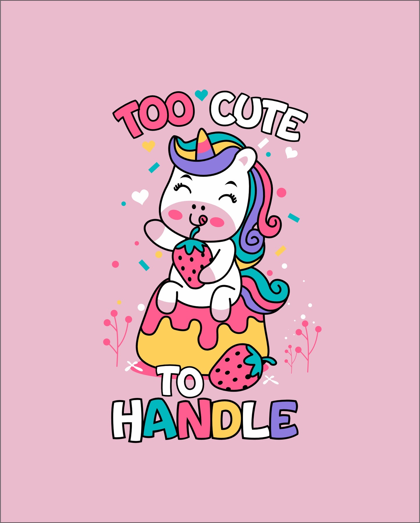 Too Cute To Handle – Pink - Kids Unisex T-shirts