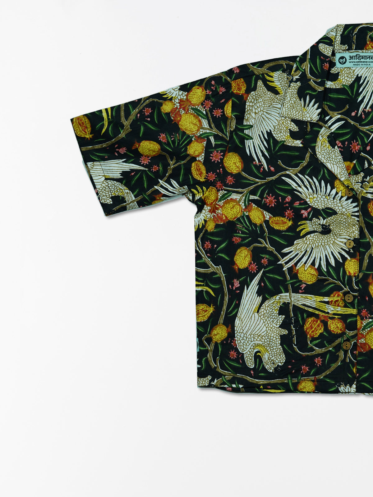 Tropical Birds - Sanganeri Print - Women’s Pure Cotton Crop Shirt