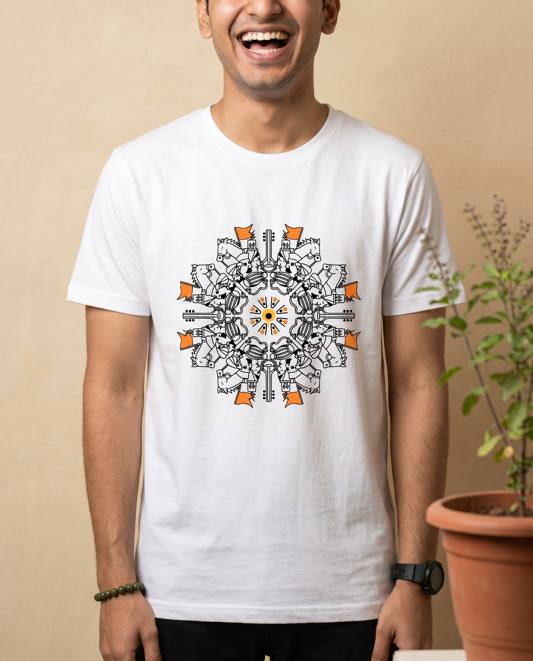 Ringan Mandala - White - Unisex Adults T-shirt