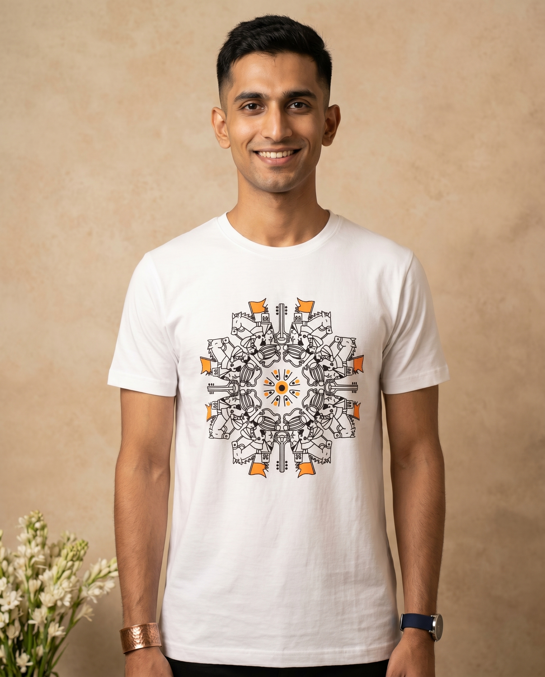 Ringan Mandala - White - Unisex Adults T-shirt