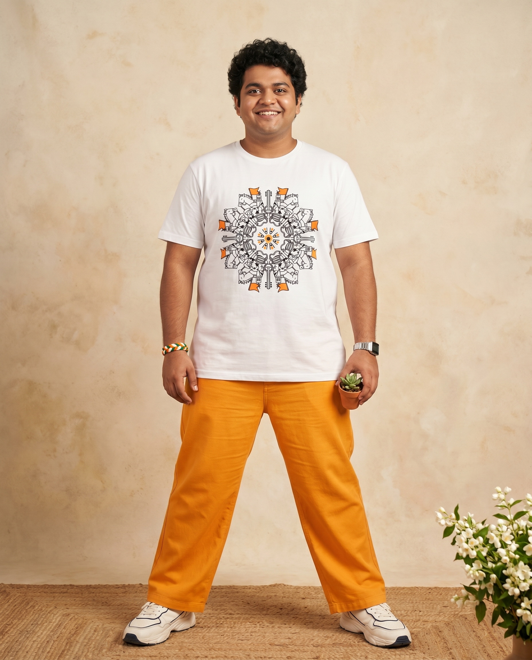 Ringan Mandala - White - Unisex Adults T-shirt