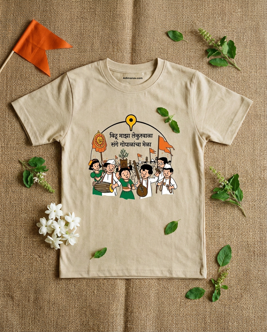 Gopalancha Mela - Beige - Chintoo - Unisex Kids T-shirt