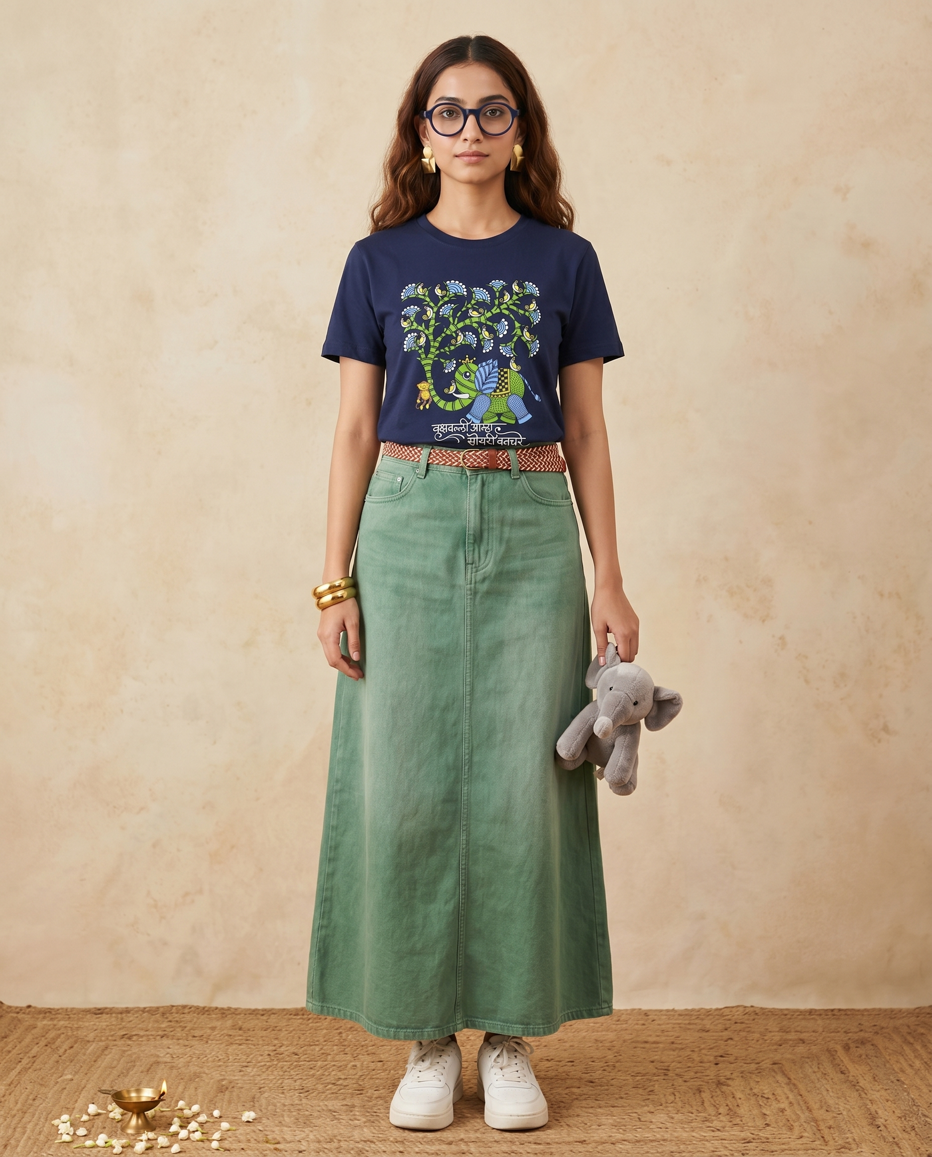Vrukshavalli (Elephant) - Navy Blue - Unisex Adults T-shirt