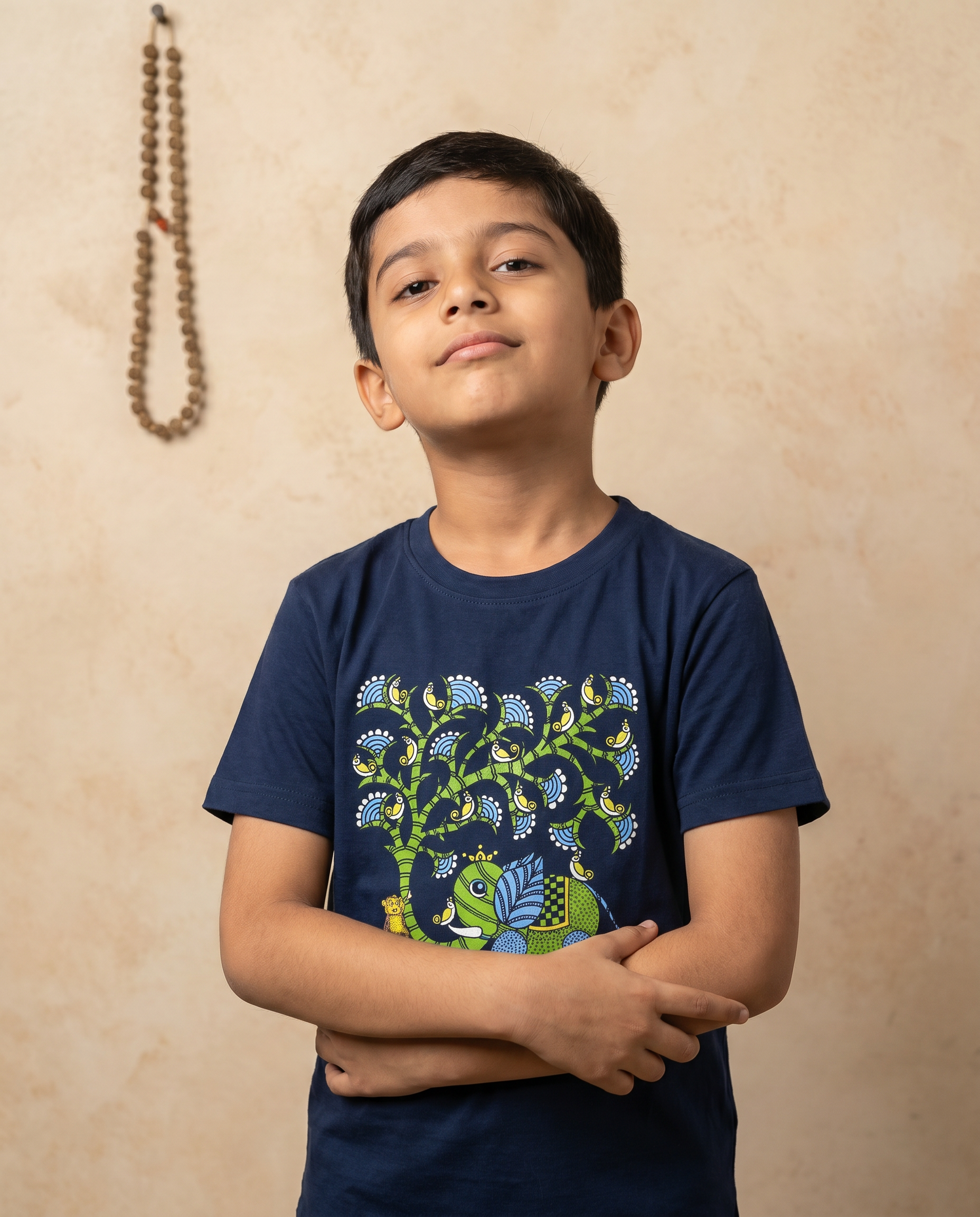 Vrukshavalli (Elephant) - Navy Blue - Unisex Kids T-shirt