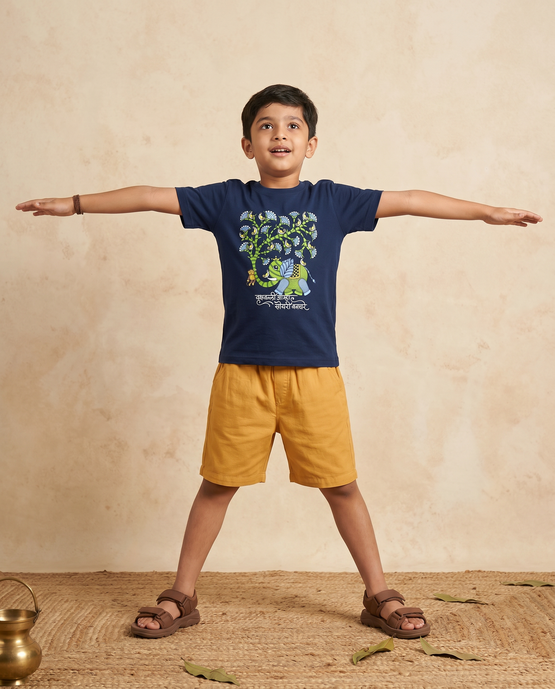 Vrukshavalli (Elephant) - Navy Blue - Unisex Kids T-shirt
