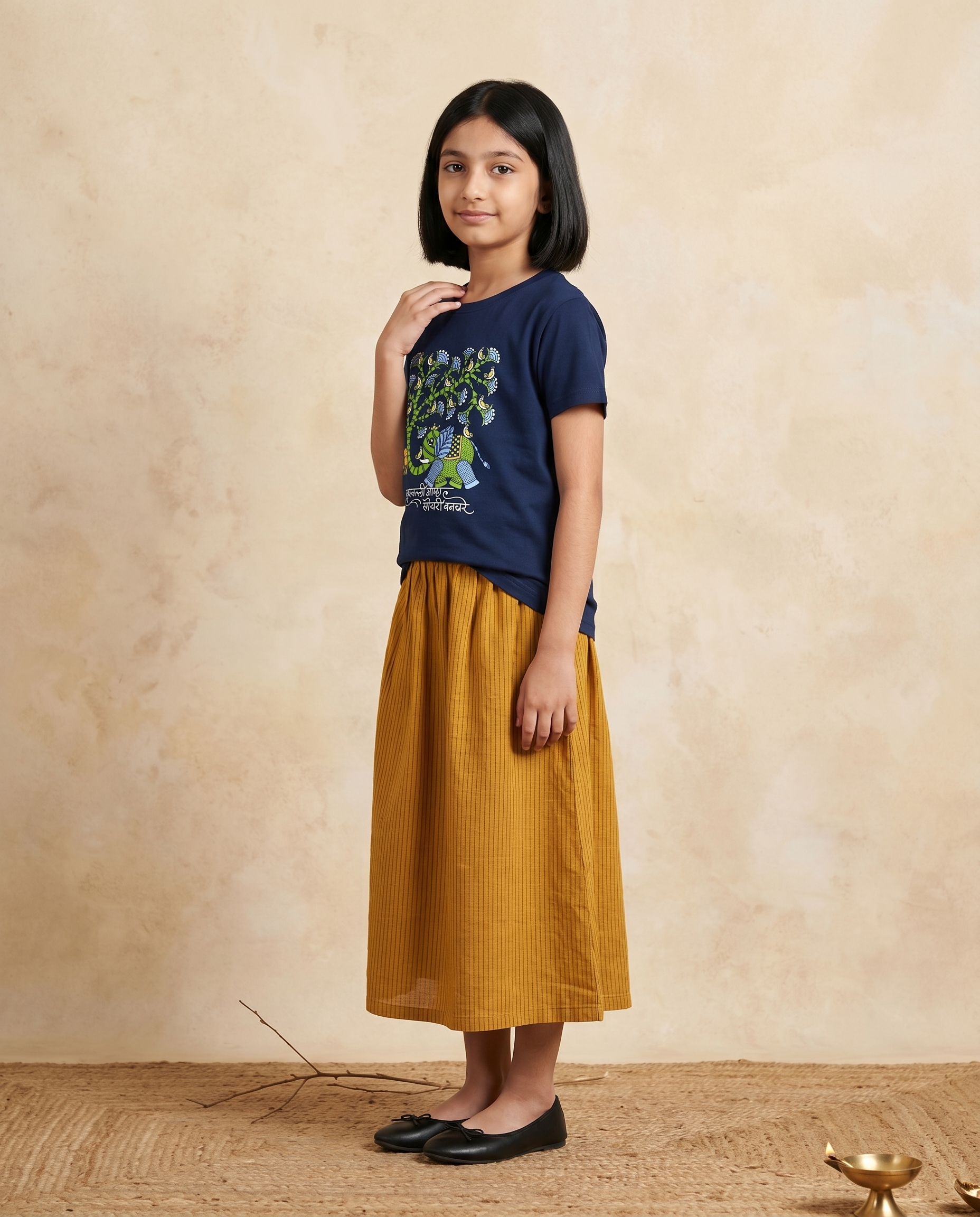 Vrukshavalli (Elephant) - Navy Blue - Unisex Kids T-shirt