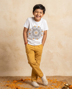Ringan Mandala - White Melange - Unisex Kids T-shirt