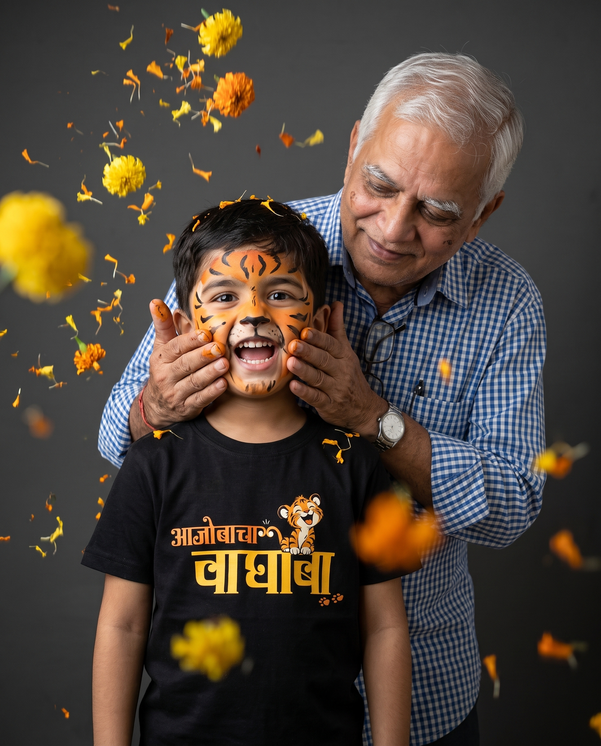 Aajobacha Waghoba - Black - Unisex Kids T-shirt
