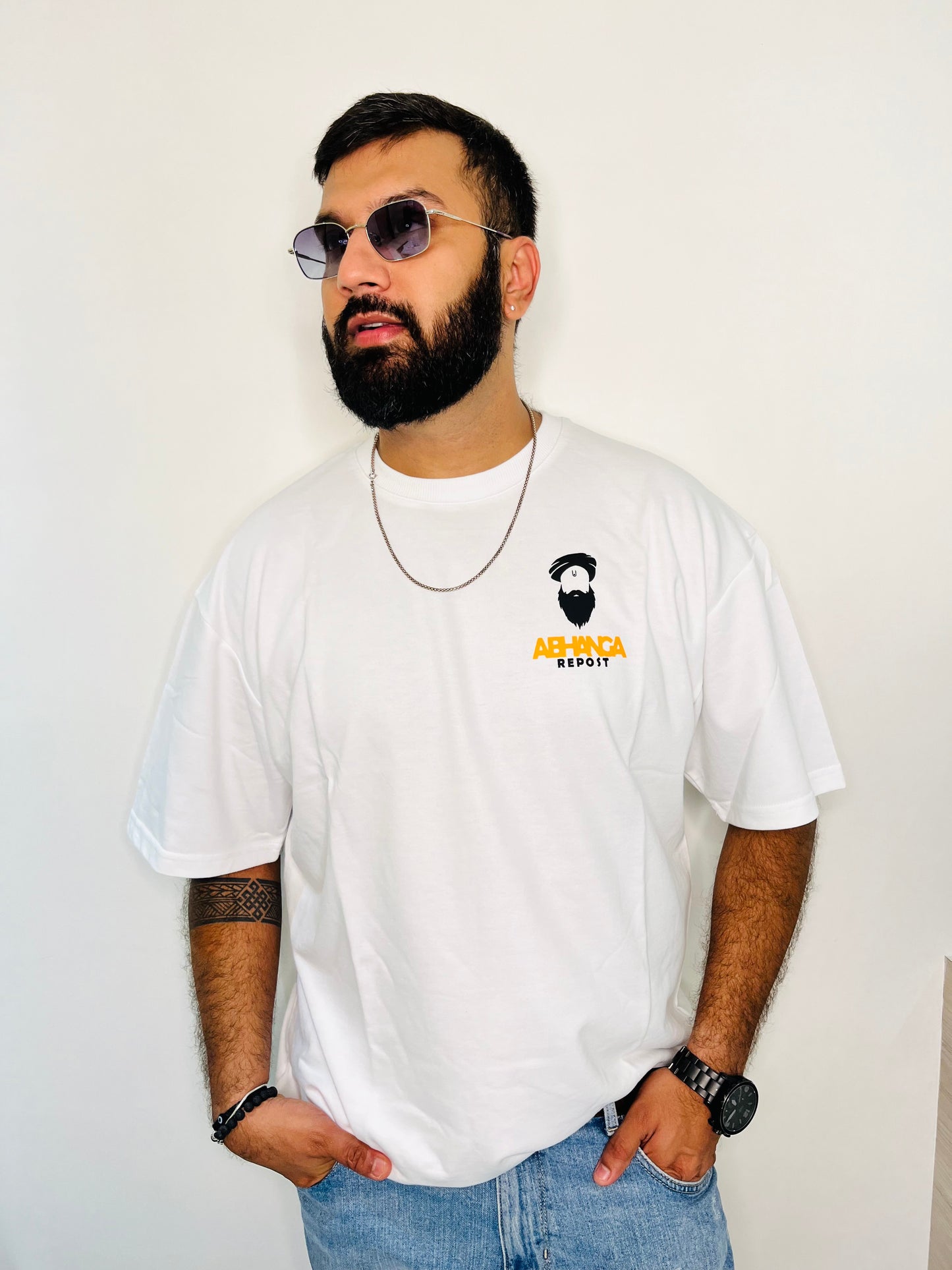 Abhanga Repost - White - Unisex Oversized Adults T-shirt