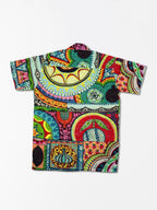 Abstract Green - Sanganeri Print - Unisex Pure Cotton Cuban Collar Shirt