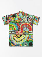 Abstract Green - Sanganeri Print - Unisex Pure Cotton Cuban Collar Shirt