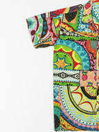 Abstract Green - Sanganeri Print - Unisex Pure Cotton Cuban Collar Shirt