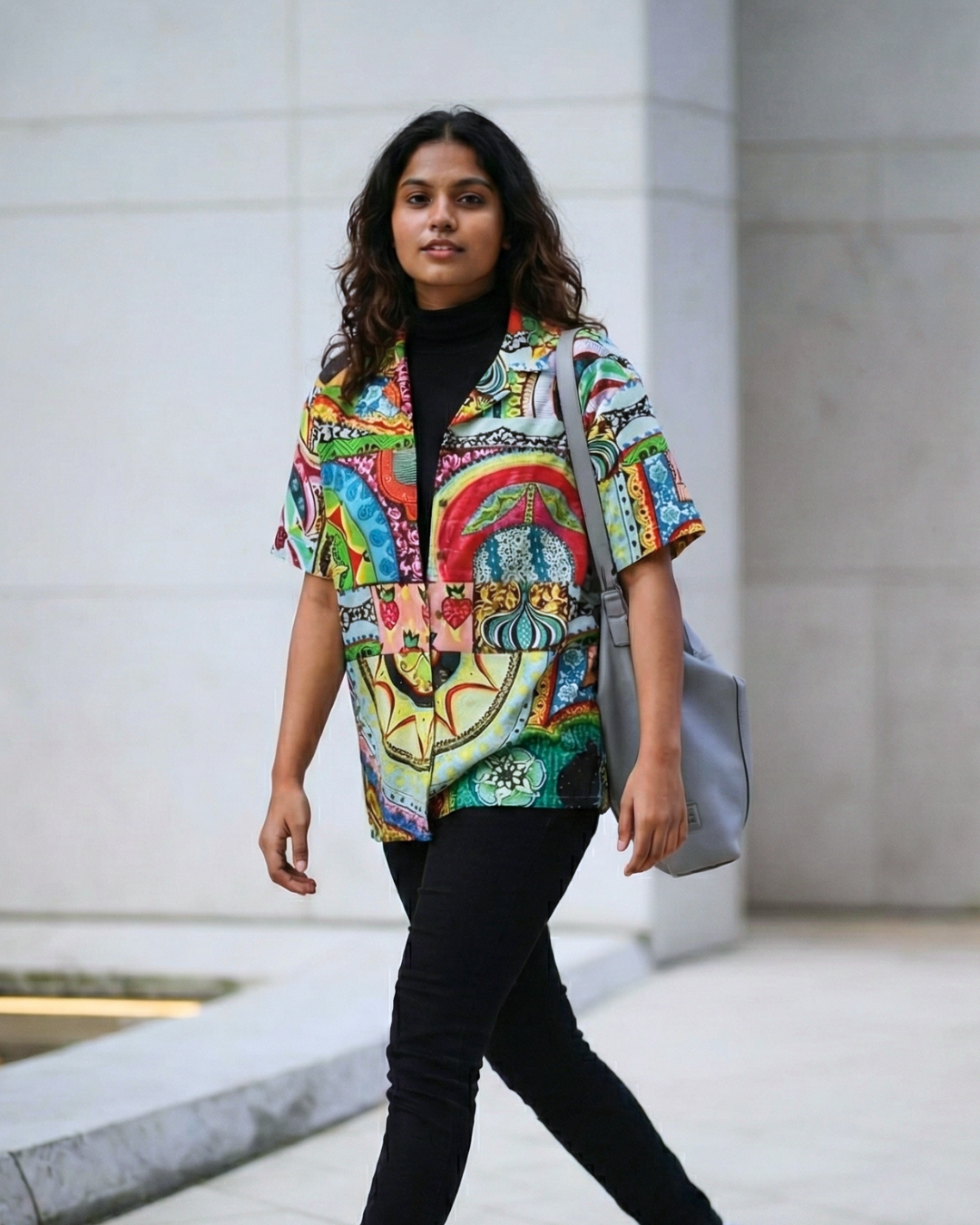 Abstract Green - Sanganeri Print - Unisex Pure Cotton Cuban Collar Shirt