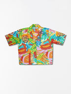 Abstract Pink - Sanganeri Print – Women’s Pure Cotton Crop Shirt