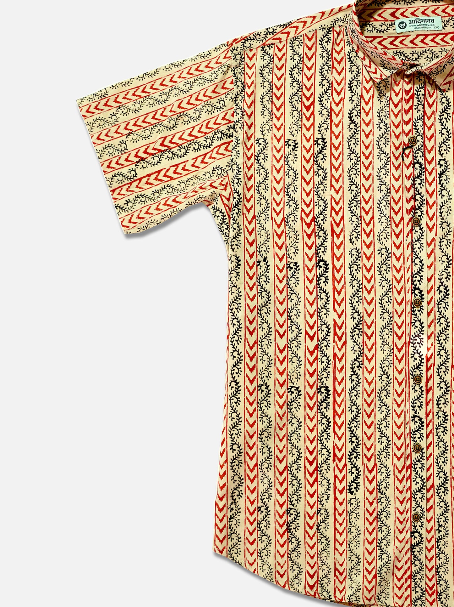 Ajrakh Earth - Handblock Print - Men’s Pure Cotton Regular Shirt