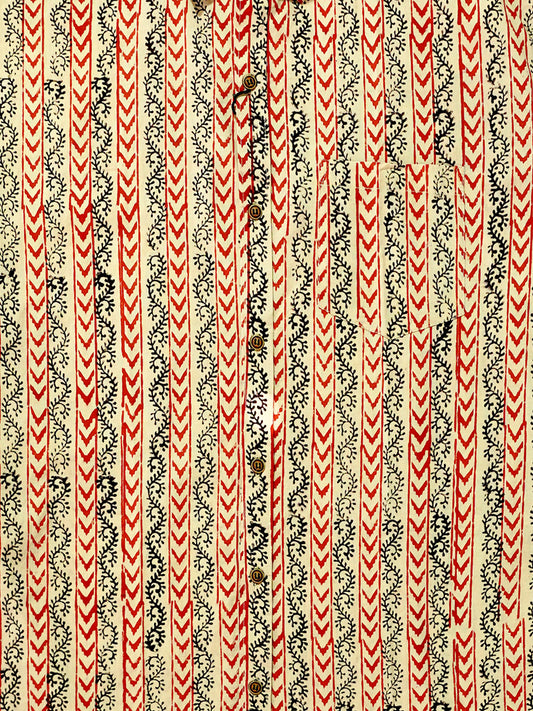 Ajrakh Earth - Handblock Print - Men’s Pure Cotton Regular Shirt