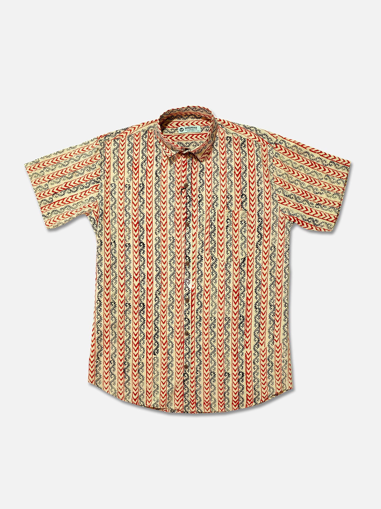 Ajrakh Earth - Handblock Print - Men’s Pure Cotton Regular Shirt