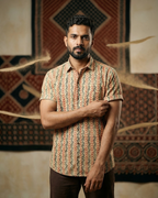 Ajrakh Earth - Handblock Print - Men’s Pure Cotton Regular Shirt