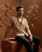 Ajrakh Earth - Handblock Print - Men’s Pure Cotton Regular Shirt