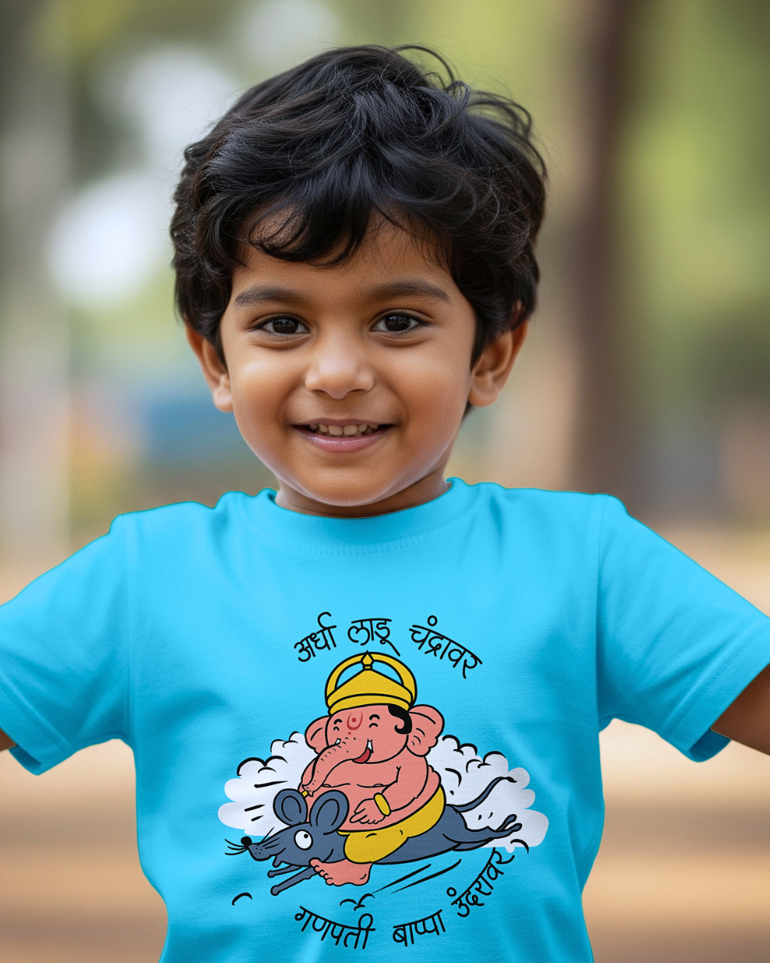 Ardha Ladoo Chandravwar - Light Blue - Unisex Kids T-shirt