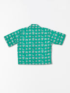 Baby Elephants - Handblock Print - Women’s Pure Cotton Crop Shirt