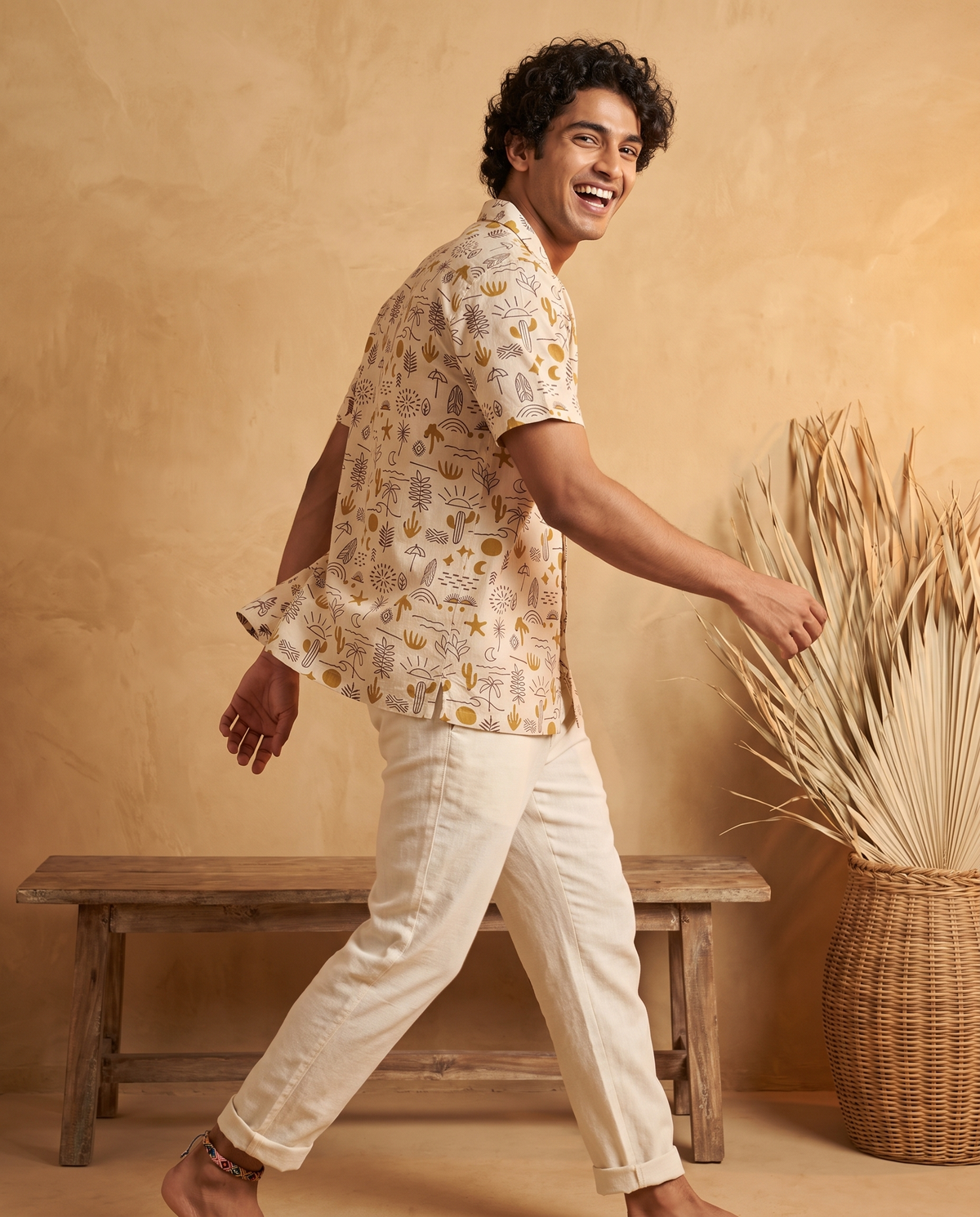 Beach & Desert - Handblock Print - Unisex Pure Cotton Cuban Collar Shirt