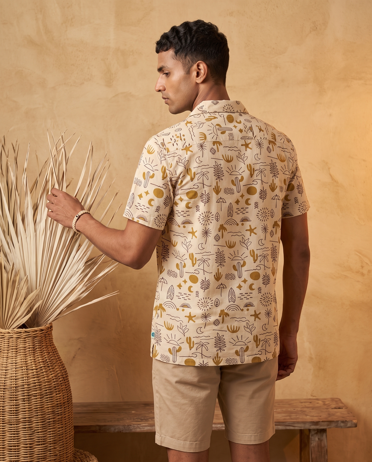 Beach & Desert - Handblock Print - Unisex Pure Cotton Cuban Collar Shirt