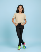 Beige Half Sleeve Plain Kids T-Shirt