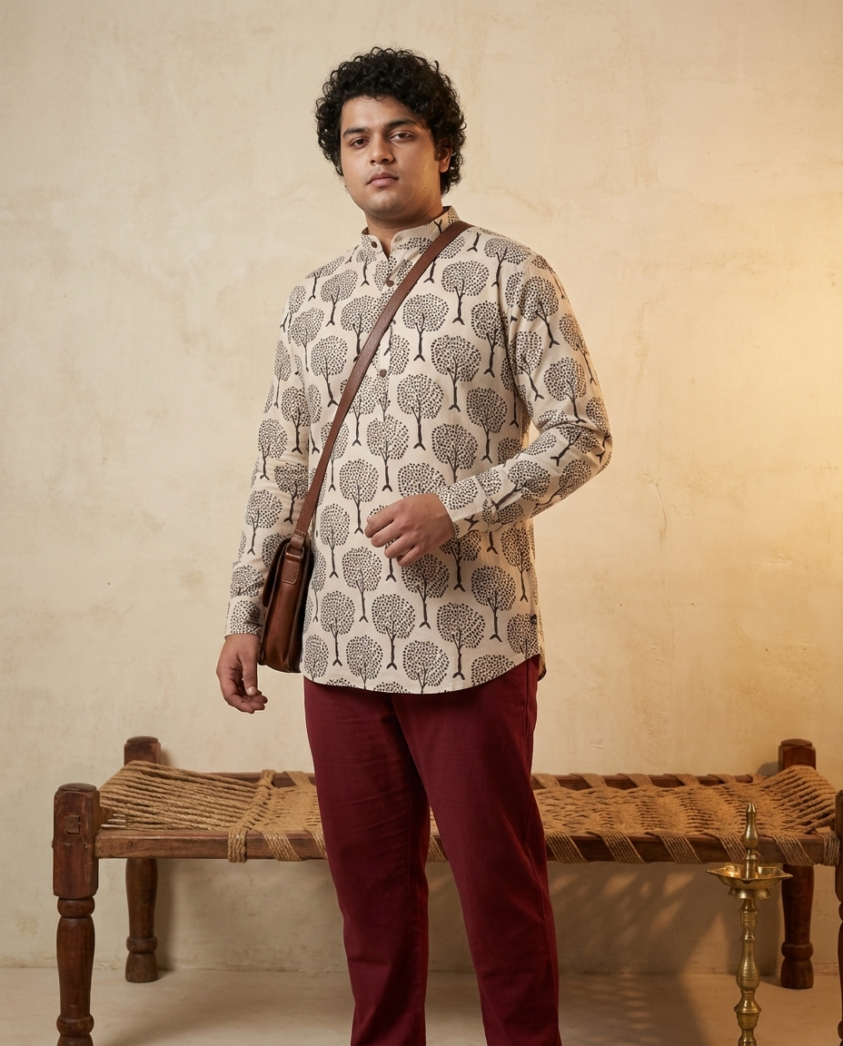 Black Forest - Handblock Print - Adults Pure Cotton Short Kurta