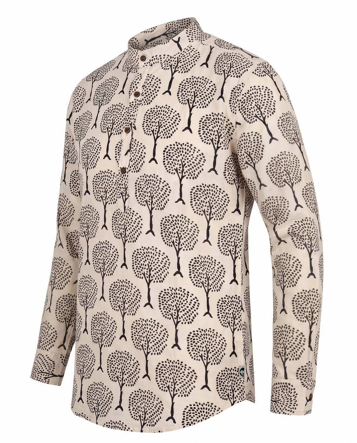 Black Forest - Handblock Print - Mens Pure Cotton Short Kurta