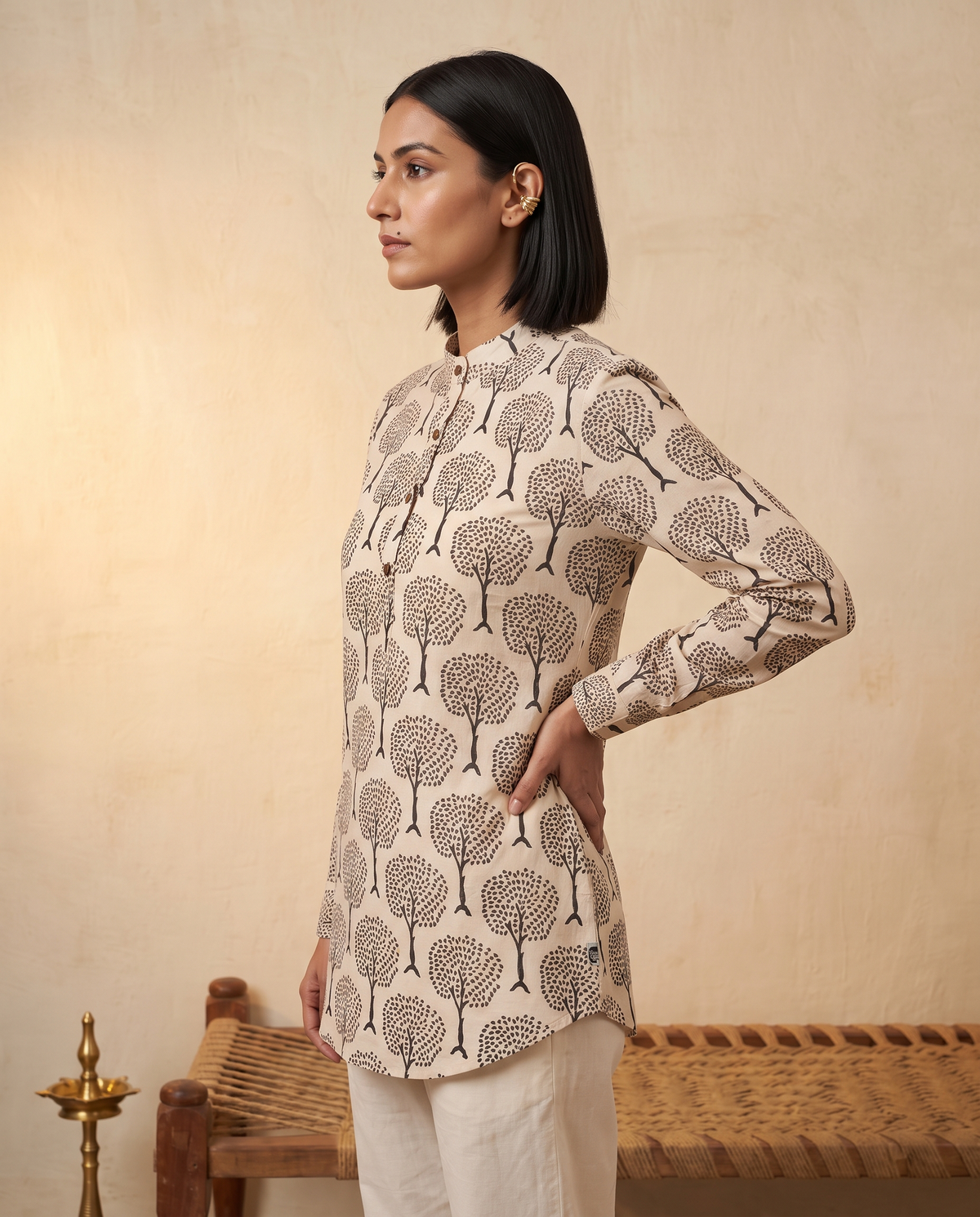 Black Forest - Handblock Print - Adults Pure Cotton Short Kurta