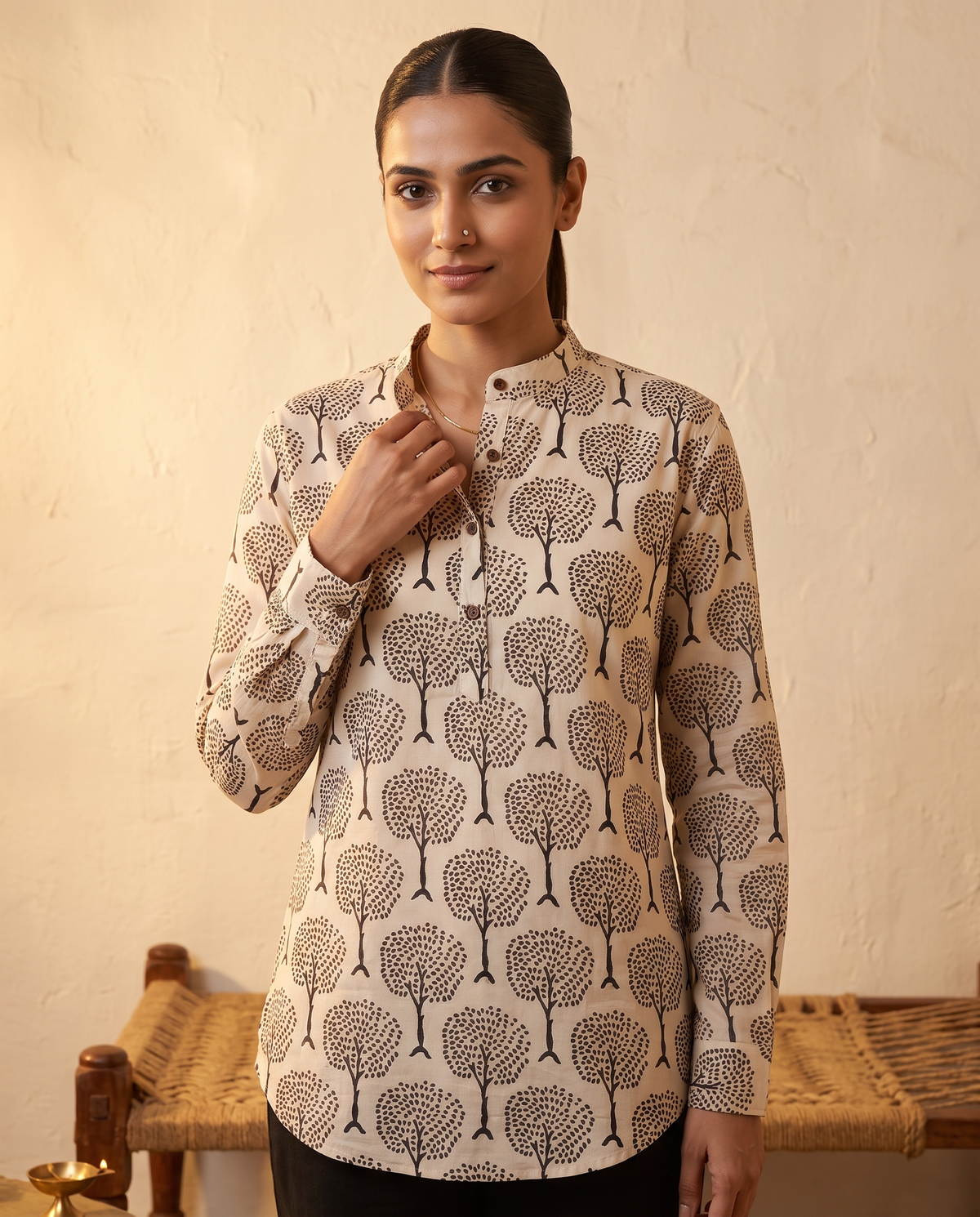 Black Forest - Handblock Print - Adults Pure Cotton Short Kurta