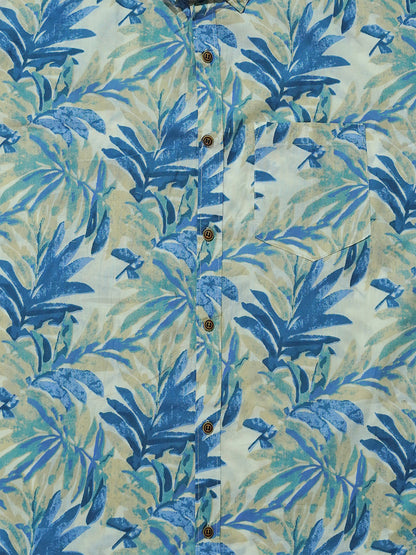 Blue Lagoon – Sanganeri Print - Men’s Pure Cotton Regular Shirt